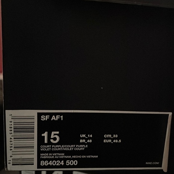 “Court purple” SF AF1 Nike size 15 - Picture 2 of 9